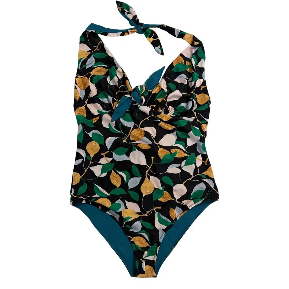 LA DOUBLEJ Bow Bather Orchard Swimsuit XXL US 12 NWT